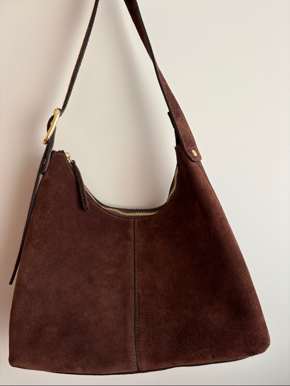 L'INTERVALLE Dark Brown Suede Shoulder Bag